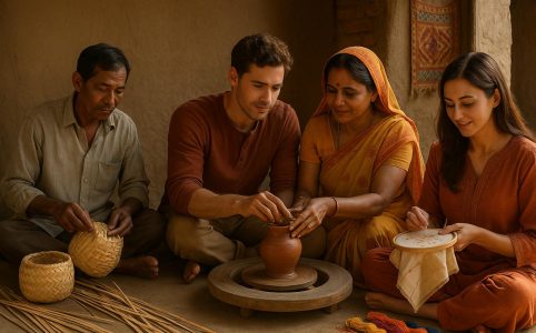 Learning traditional crafts from local artisans