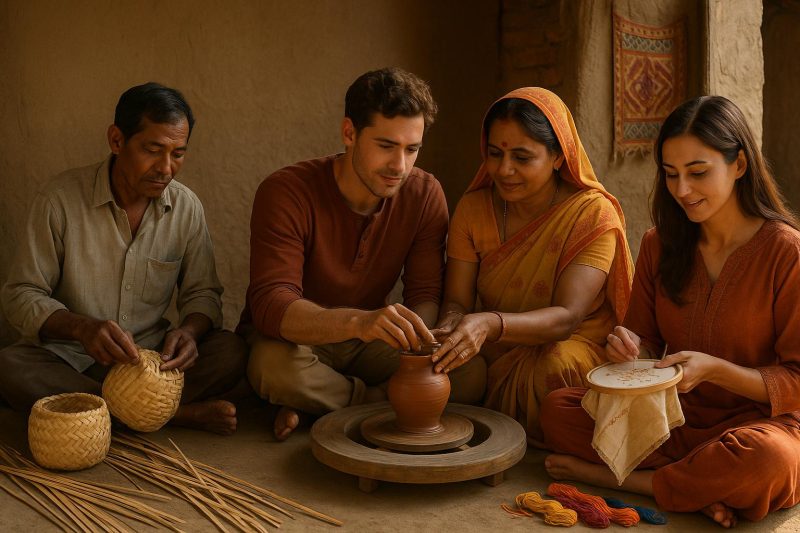 Learning traditional crafts from local artisans